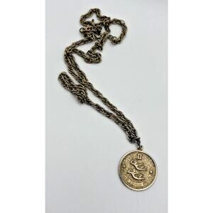 Vintage Sarah Coventry Gold Tone Gemini Zodiac Sign Necklace Pendant 20” Chain